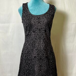 Athleta Women's Black and Grey Mixed Print Tank Dress